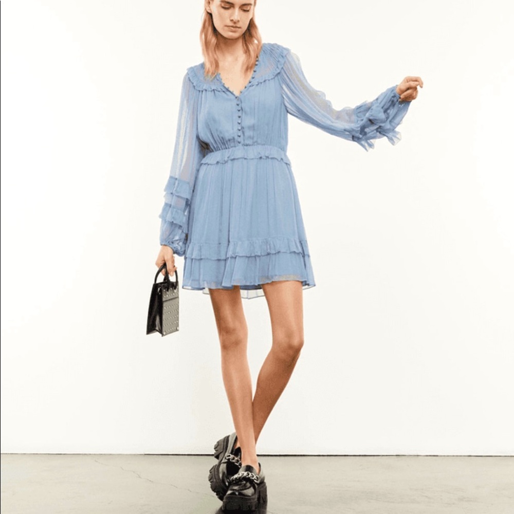 The Kooples Sky Blue Frilly Smocked Dress Sz 2